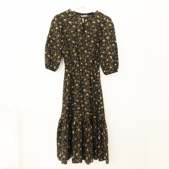 Sunning Vintage Floral Midi Dress - Poof Sleeves - Picture 5 of 13